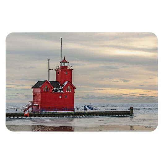 Lighthouse bekannt als Big Red in Holland Michigan Magnet (Horizontal)