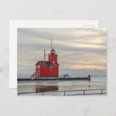 Lighthouse bekannt als Big Red in Holland Michigan Postkarte (Vorne/Hinten)