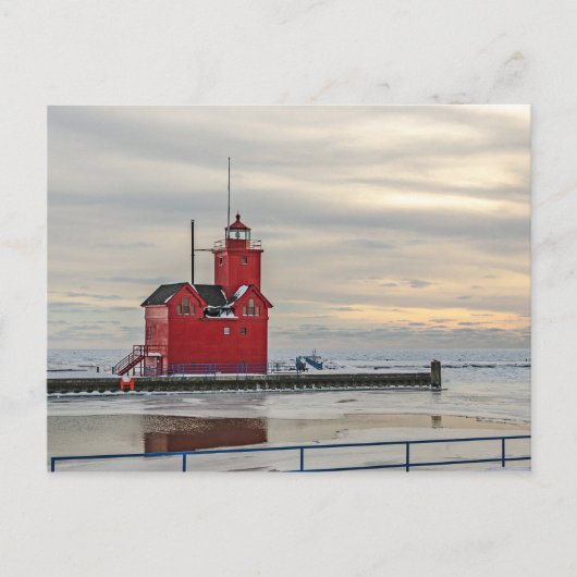 Lighthouse bekannt als Big Red in Holland Michigan Postkarte (Vorderseite)