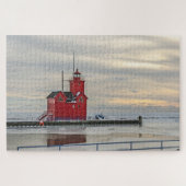 Lighthouse bekannt als Big Red in Holland Michigan Puzzle (Horizontal)