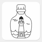 Lighthouse, Black and White Nautical Design 3x3 Quadratischer Aufkleber (Vorderseite)