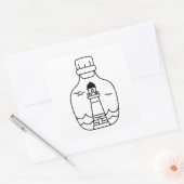 Lighthouse, Black and White Nautical Design 3x3 Quadratischer Aufkleber (Umschlag)