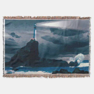 Lighthouse blue blanket decke