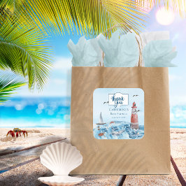 Lighthouse Boy Baby Dusche Vielen Dank Quadratischer Aufkleber