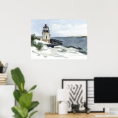 Lighthouse Burg Rhode Insel Winter Schnee Poster (Heimbüro)
