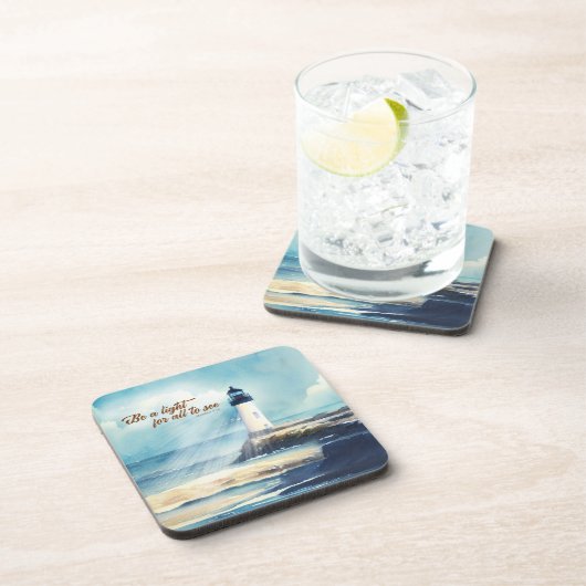 Lighthouse Christian Scripture Mattew Be a Light Getränkeuntersetzer (Rechte Seite)