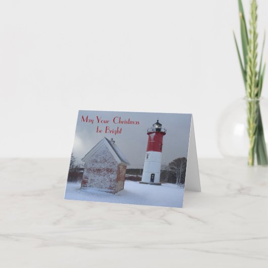 Lighthouse Christmas Card Feiertagskarte (Vorderseite)