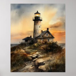 Lighthouse Coastal Art Print Poster