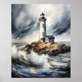 Lighthouse Coastal Art Print Poster