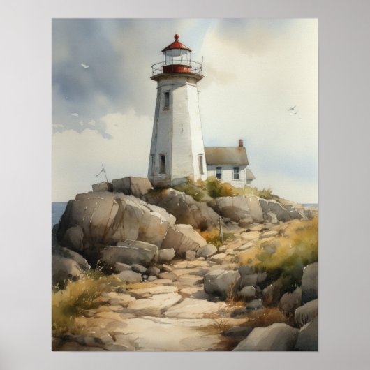 Lighthouse Coastal Art Print Poster (Vorne)