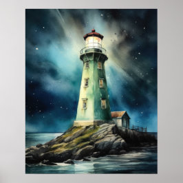 Lighthouse Coastal Art Print Poster