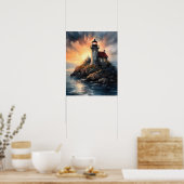 Lighthouse Coastal Art Print Poster (Küche)