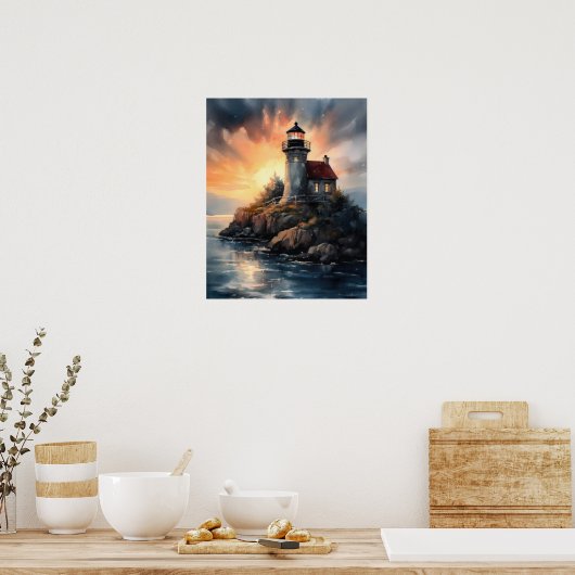 Lighthouse Coastal Art Print Poster (Küche)