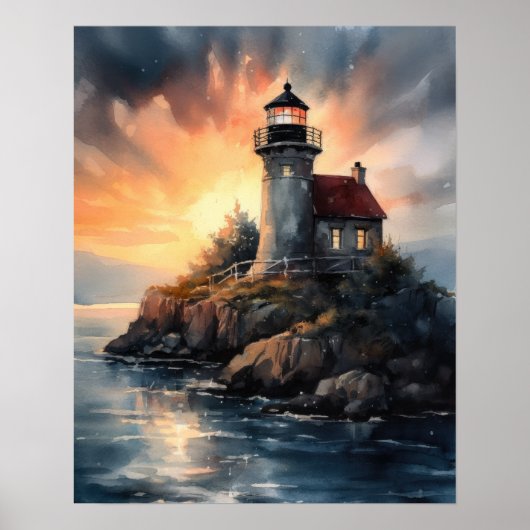 Lighthouse Coastal Art Print Poster (Vorne)