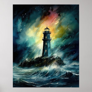 Lighthouse Coastal Art Print Poster