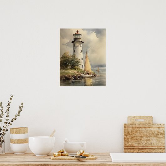 Lighthouse Coastal Art Print Poster (Küche)