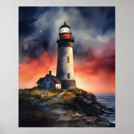 Lighthouse Coastal Art Print Poster