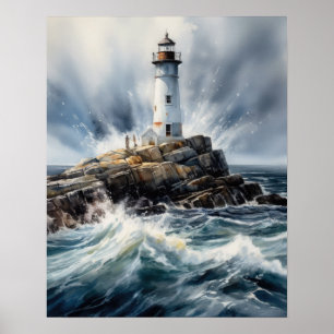 Lighthouse Coastal Art Print Poster