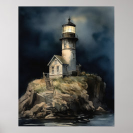Lighthouse Coastal Art Print Poster