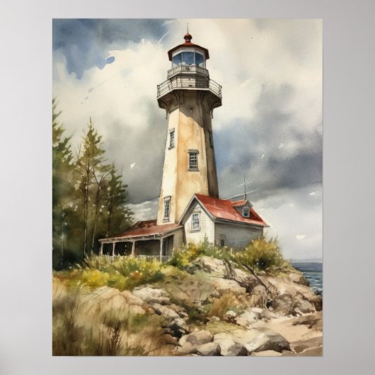 Lighthouse Coastal Art Print Poster (Vorne)