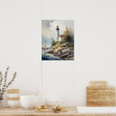 Lighthouse Coastal Art Print Poster (Küche)
