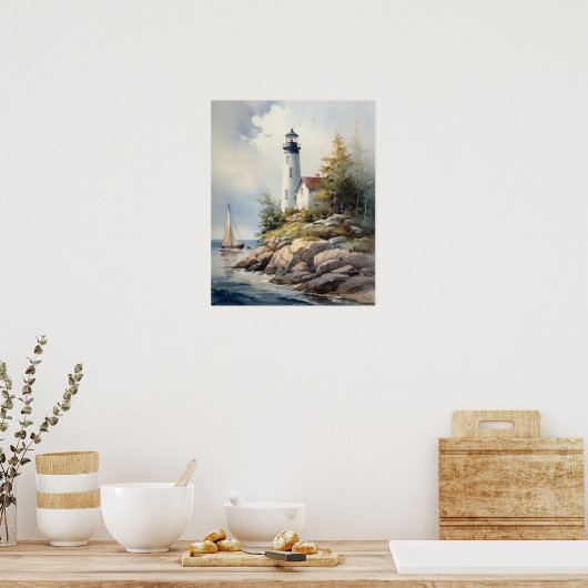 Lighthouse Coastal Art Print Poster (Küche)
