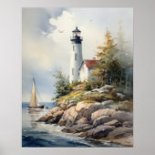 Lighthouse Coastal Art Print Poster (Vorne)
