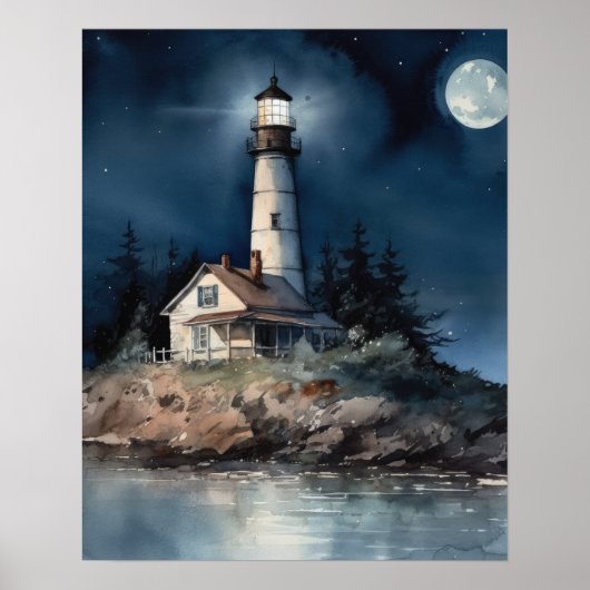 Lighthouse Coastal Art Print Poster (Vorne)