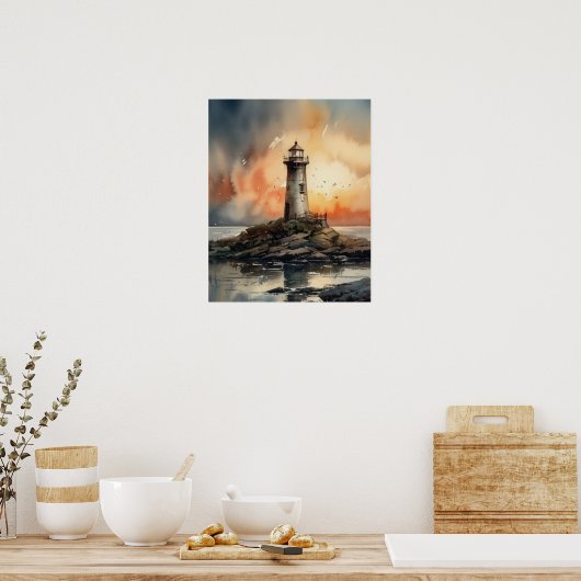 Lighthouse Coastal Art Print Poster (Küche)