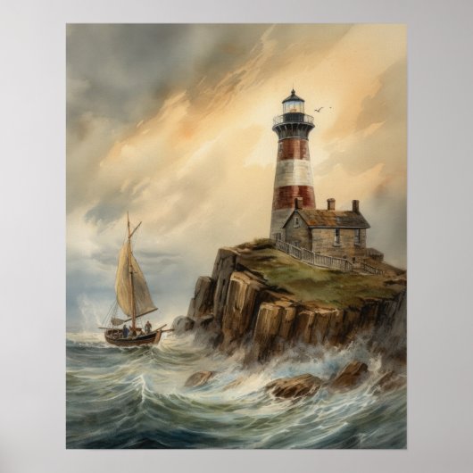 Lighthouse Coastal Art Print Poster (Vorne)