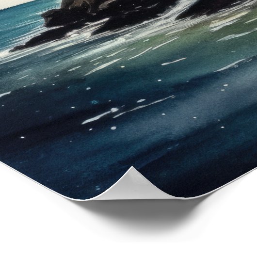 Lighthouse Coastal Art Print Poster (Ecke)