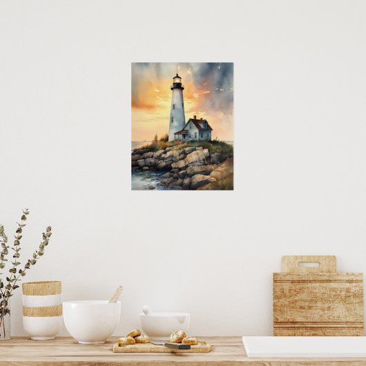 Lighthouse Coastal Art Print Poster (Küche)