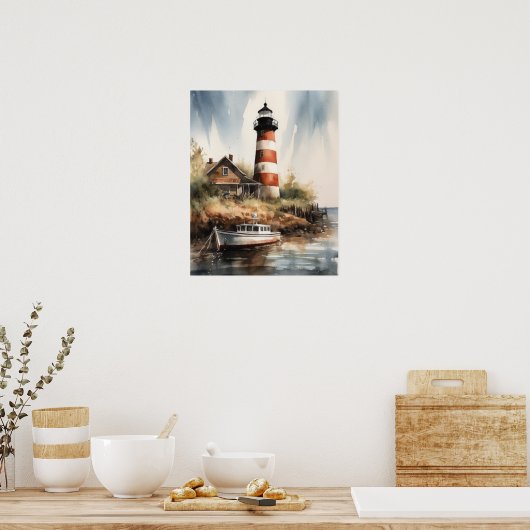 Lighthouse Coastal Art Print Poster (Küche)