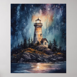 Lighthouse Coastal Art Print Poster