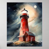Lighthouse Coastal Art Print Poster (Vorne)
