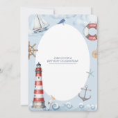Lighthouse Coastal Birthday Celebration Einladung (Rückseite)