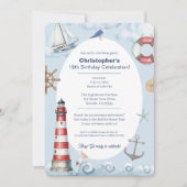 Lighthouse Coastal Birthday Celebration Einladung (Vorderseite)