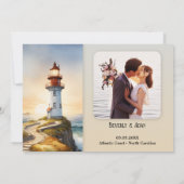 Lighthouse Coastal Foto Hochzeit Danke Karte (Rückseite)