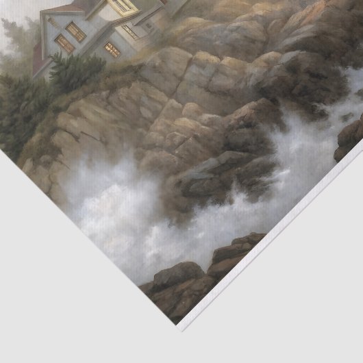 Lighthouse Cottage on Cliff Decoupage Seidenpapier (Ausschnitt)