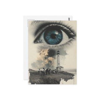 Lighthouse Eyeball and Farmers Surreal Vintage Postkarte