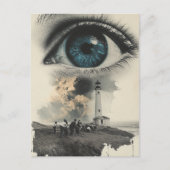 Lighthouse Eyeball and Farmers Surreal Vintage Postkarte (Vorderseite)