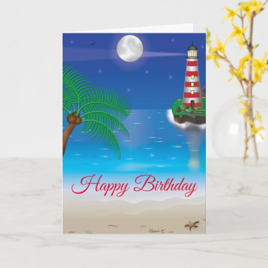 Lighthouse Geburtstagskarte Karte (Gelbe Blume)