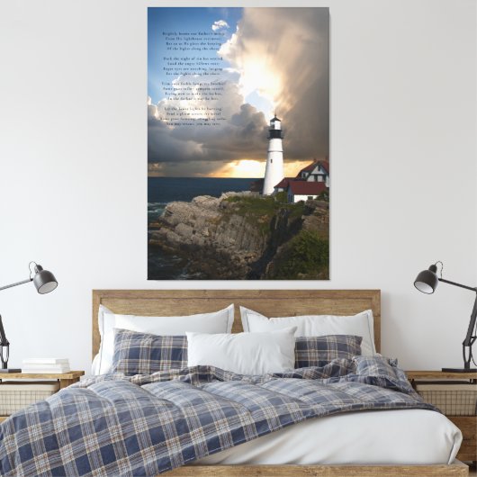 Lighthouse Gedicht Stretched Canvas Print Leinwanddruck (Insitu (Schlafzimmer))