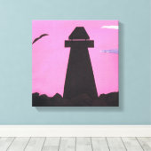 Lighthouse gegen einen rosa Himmel Leinwanddruck (Insitu (Holzboden))
