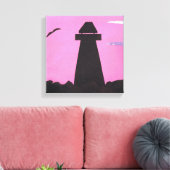 Lighthouse gegen einen rosa Himmel Leinwanddruck (Insitu (Wohnzimmer))