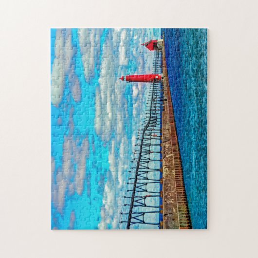 Lighthouse Grand Haven Pier Michigan. Puzzle (Vertikal)