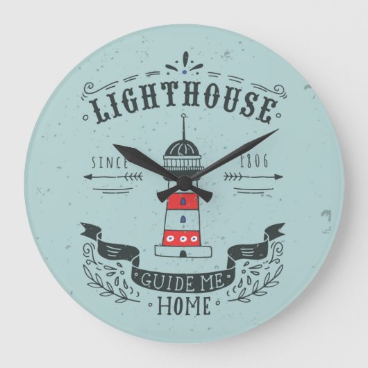 Lighthouse Guide Me Zuhause Poster Große Wanduhr (Vorderseite)