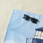 Lighthouse in Bloom | Coastal Watercolor Floral Strandtuch (Beispiel)