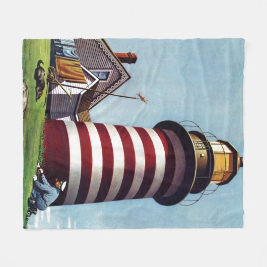 Lighthouse Keeper von Stevan Dohanos Fleecedecke (Vorderseite (Horizontal))