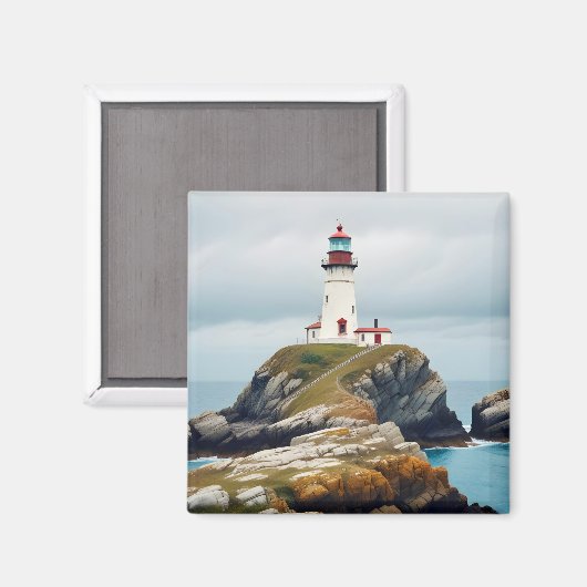 Lighthouse Landschaft Küste Meer Ruhe Landschaft Magnet (Vorderseite/Rückseite)